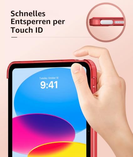 MoKo Hülle für iPad (A16) 11./10. Generation (2025/2022), Rot – Ansicht 3