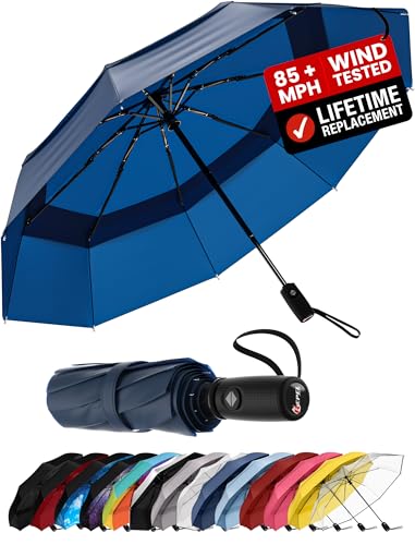 REPEL Windproof Travel Umbrella - Compact & Withstands Winds up to 85MPH, Strongest Premium Auto Folding Umbrella for Rain and Sun - Durable, Light & Portable for Women & Men, Fits Backpack & Cars