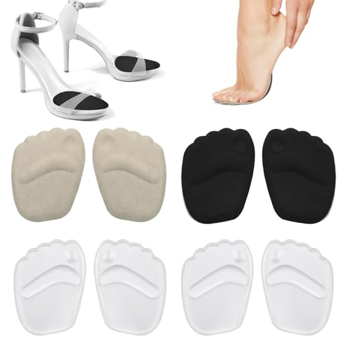 ZOCONE 4 Pares Plantilla Media Delantera Para Tacones Altos, Almohadilla Antepié de Silicona, Antideslizante Para Sandalias y Zapatos Tacon, Aliviar el Estrés(A)