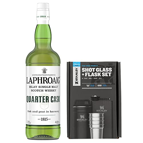 Stanley Matte Black Shot Glass (59ml) + Flachmann (236ml) | BPA-frei + Laphroaig Quarter Cask | Islay Single Malt Scotch Whisky | 48 Prozent Vol | 700ml | Bundle