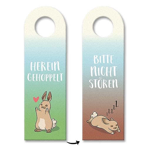 trendaffe - Hereingehoppelt/Bitte Nicht stören Türhänger mit Hasen Motiv Ostern Kaninchen