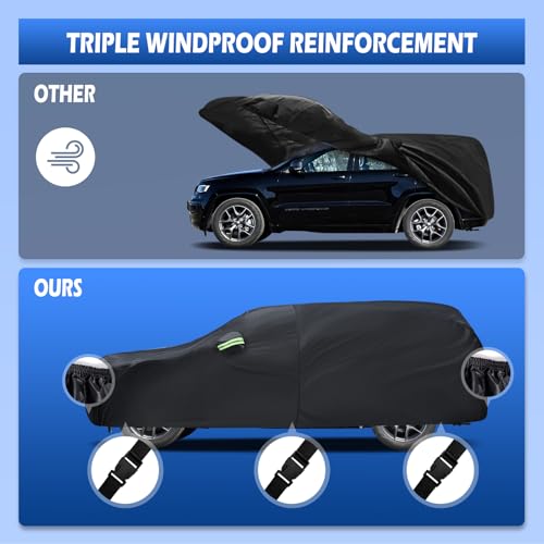 Image of Car Cover Custom Fit for Jeep Grand Cherokee 2000-2026, Migaven Waterproof Full Exterior Cover Sun Rain Protection with Door Zipper and Cotton Lining