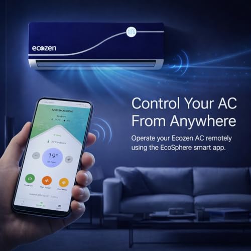 Image of Ecozen Smart Air Conditioner - 1.5 Ton Inverter AC with Intelligent Cooling and Smartphone App Control (Indigo Flow) - IDU-WSAC18310XE52VMA, ODU-WSAC18310XE52VMA