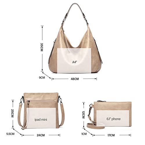 Image of Hobo Bags for Women Soft PU Leather Slouchy Bag Shoulder Purse with Zipper