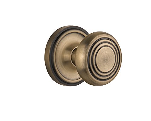 Nostalgic Warehouse Classic Rosette with Deco Door Knob, Privacy - 2.375", Antique Brass