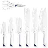 Hancorys Kitchen Knife Set, 13PCS Chef Knife Set with Nonstick Ceramic Anti-Rust Coating, Cooking Knives with 6 Blade Guards, Dishwasher Safe, Gifts for Dad, Mom, Husband and Wife