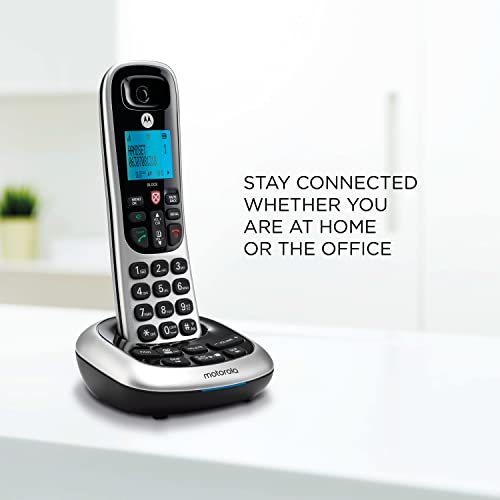 Image of Motorola CD4014 DECT 6.0 Cordless Phone with Answering Machine and Call Block, Silver /Black, 4 Handsets
