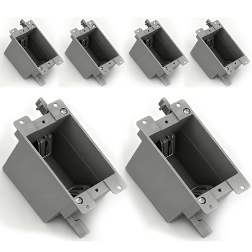 Wocloer 1 Gang Old Work Electrical Box UL Listed Non-Metallic PVC Switch & Outlet Box Single Gang Deep Wall Junction Box for Remodeling & Retrofit 14 cu-in Fire Rated 2 Hours Grey (6-Pack)