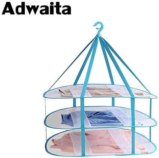 Adwaita Clothes Drying Rack Large Size 3 Tier Folded Mesh Clothes Hanging Dryer T Shirt Sweater Drying Rack 30.3 inches L x 24.5 inches W x 30.7 inches H