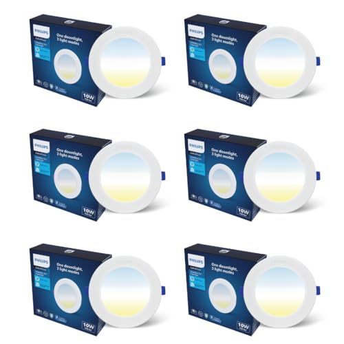 Image of PHILIPS 10W 3in1 AstraGlow Round LED Panel Light | Slim Surface Panel with High Brightness & Energy Efficiency | Durable Polycarbonate Body - White Finish | Pack of 6