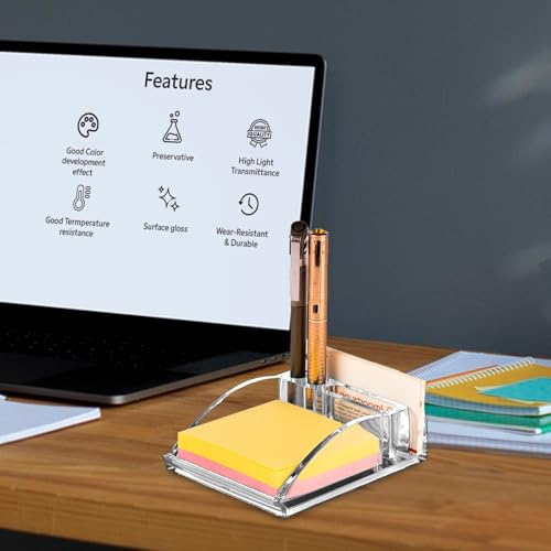 Image of GROB Prismo Acrylic Slip & Stationery holder| Transparent Acrylic Desk Organizer |Slip Design for Papers, Angled Compartments for Stationery, Non-Slip Base| Smart Living Products