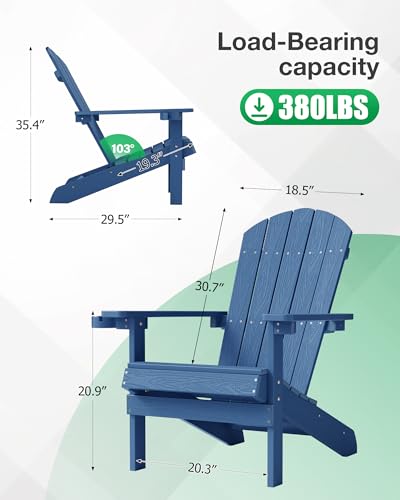 image for YEFU Adirondack Chairs Set of 2 Plastic Weather Resistant, Outdoor Cha