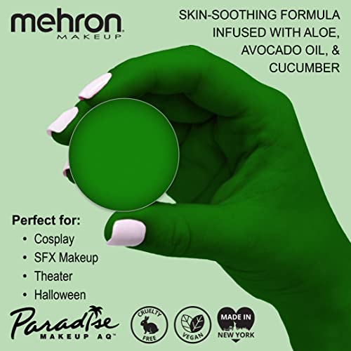 Image of Mehron Makeup Paradise Makeup AQ Refill Size | Stage & Screen, Face & Body Painting, Beauty, Cosplay, Halloween | Water Activated Face Paint, Body Paint .25 oz (7 ml) (AMAZON GREEN)