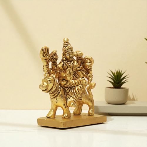Image of SHANTI Brass Durga MATA Idol /Murti for Puja Room Height:- 2.5 Inch (DU2813)