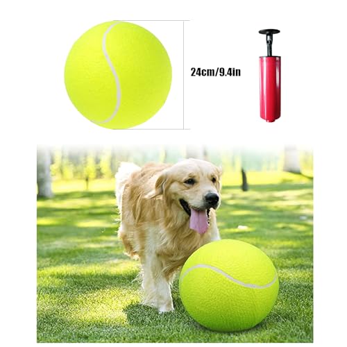 Dog Toys Giant Tennis Ball for Dogs,9.5" Oversize Dog Tennis Balls,Dog Balls Best Gifts,Dog Toy Ball Outdoor Oversize,Large Tennis Ball Pet Toy, Air Pump Included,Outdoor Dog Toy - Image 3