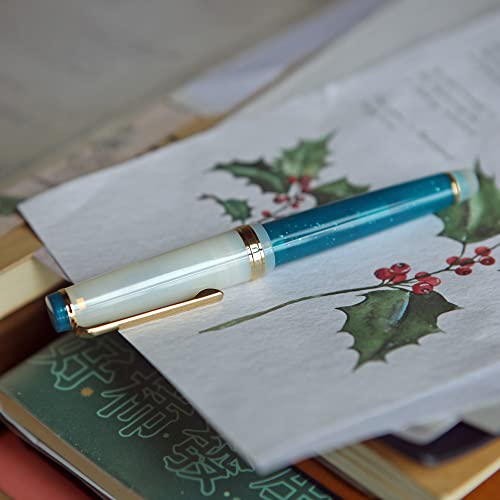 Jinhao 82 Resin Fountain Pen Iridium Ef And F Nib With Converter, Golden Clip Writing Pen (Green-White) #TOP3