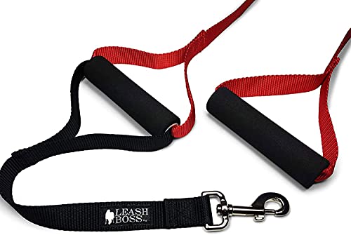 Leashboss-Original-Heavy-Duty-Dog-Leash-for-Large-Dogs-No-Pull-Double-Handle-Training-Lead-for-Walking-Big-Dogs-Dog-Leashes-with-Padded-Handle-for-Control-and-Safety-Classic-Red - Cucciolini Doodles   Leashboss-Original-Heavy-Duty-Dog-Leash-for-Large-Dogs-No-Pull-Double-Handle-Training-Lead-for-Walking-Big-Dogs-Dog-Leashes-with-Padded-Handle-for-Control-and-Safety-Classic-Red