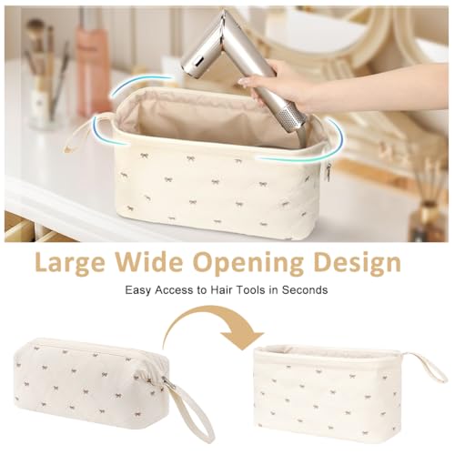 Image of MAYCREATE Travel Storage Bag for Dyson Air wrap Holder with Bow Pattern, Waterproof Hair Styling Accessories Storage for Dyson Airwrap Hair Dryer, for Shark FlexStyle, Curling Iron Hair Tools