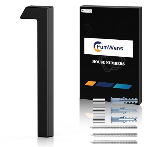 FumWens 6 Inch Floating House Numbers for Outside, Metal Address Numbers for Outdoor, Anti-Rust Modern House Numbers with Nail Kits for Front Door Garden Mailbox, Zinc Alloy Black, 911 Visibility Signage (Black 01)