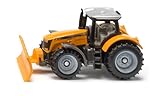 Siku 1564 Massey Ferguson with Snowplow, Metal/Plastic, Orange, Tractor Toy for Children, with Snow Pow, Removable Cabin