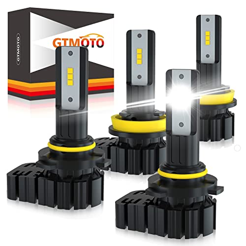 GTMOTO H11 9005 LED Bulbs Combo for Chevy Silverado Tahoe Suburban Sonic Colorado Cruze Canyon Yukon XL Headlights, Custom Plug and Play 6000K Cool White LED Conversion Kit, 4-Pack