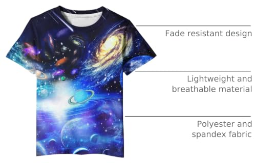 Image of Linnhoy Kids 3D Print Fashion Graphic T-Shirts for Boys Girls 6-16 Years | Unisex Colorful Short Sleeve, Crewneck, Breathable Fabric, Suitable for Daily Sport Festival Wear