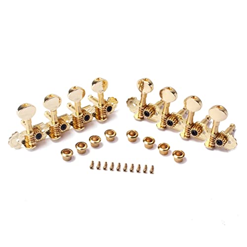 LIFKOME Mandolin Guitar Tuning Pegs Set Left Right Machine Heads with Screws Ferrules Durable Body for String Mandolin Easy Installation Instrument