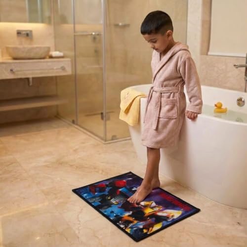 Image of Athom Living Premium Anti Slip Printed Kids Bathmat, Durable Nylon Fabric, Soft Texture, Easy to Clean, Stylish Home Decor Mat for Doorway & Kids Room, 37x57 cm, Multicolor (Transformer Characters)