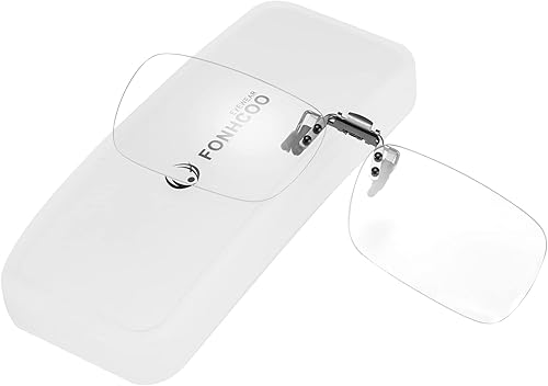 FONHCOO Lentes de bloqueo de luz azul con clip para mujeres y hombres, clips en tus lentes de prescripción o lectura, ligeros, sin borde, antifatiga