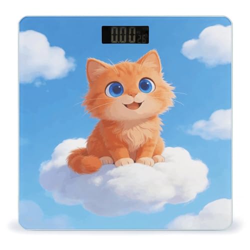 Cartoon Cat Orange Báscula Digital para Baño miniatura 1
