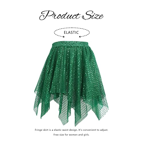 Reetan Boho Belly Skirt Sequins Fringe Skirt Fashion Belly Dance Skirt Party Performance Costume For Women And Girls (Green) #TOP1