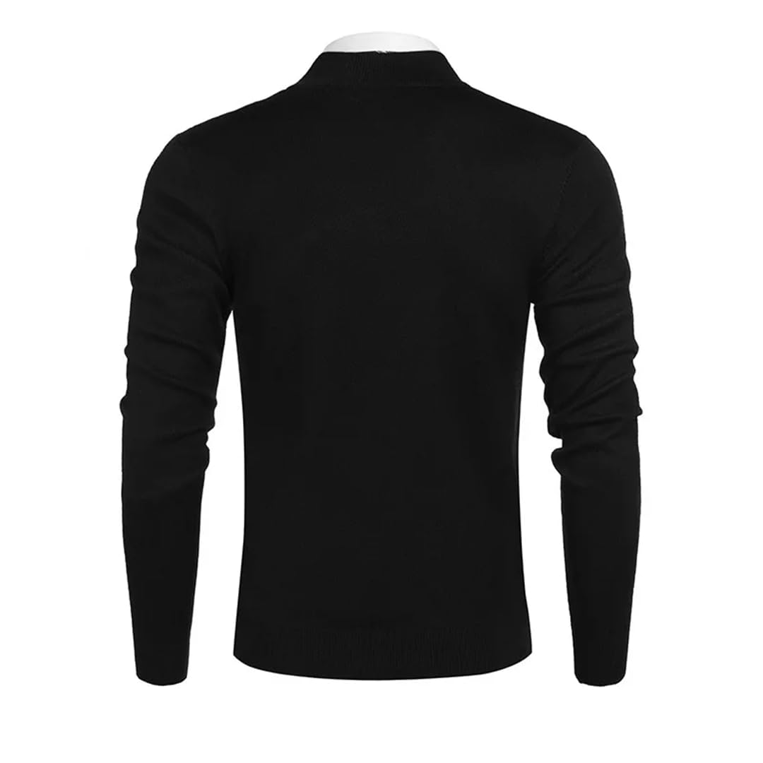 Hgvcfcv Maglione Pullover in Cotone da Uomo Maglioni Casual da Uomo Pull Homme Pullover Lavorato A Maglia Mezza Cerniera Dolcevita Maglieria