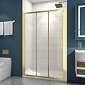 QUAWIP 44-48" W x 70" H Sliding Shower Doors,Semi-Frameless Double Sliding Glass Shower Door with 1/4'' (6mm) Clear SGCC Tempered Glass,Bypass Shower Enclosure (Golden Finish, 44-48" W x 70" H)