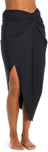Sunshine 79 Women's Standard Swimsuit Beach Cover Up Pareo, Black//Gypset Solids