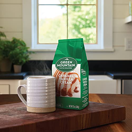 Green Mountain Coffee Roasters Caramel Vanilla Cream, Ground Coffee, Flavored Light Roast, Bagged 12 oz