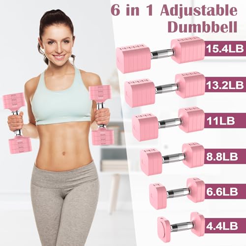 Image of Hezeyferg Adjustable Dumbbell Set,Adjustable Weight Dumbbells for Women /Men | 17.6LB /22LB /26.4LB /30.8LB for Choices, with Multiple Levels, Hand Weights Sets for Home Gym Full Body Workout