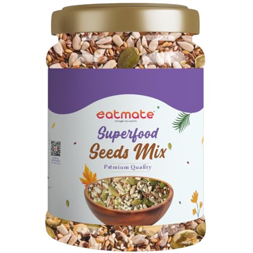 Image of Eatmate Superfood Premium Seed Mix 1 Kg | Protein-Rich Healthy Snack | Pumpkin, Sunflower, Flax, Chia, Sesame & Watermelon Seeds | Fiber-Rich Ready to Eat