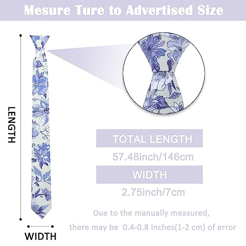 Image of Mantieqingway Men's Cotton Floral Neck Tie 2.56'' Printed Skinny Tie