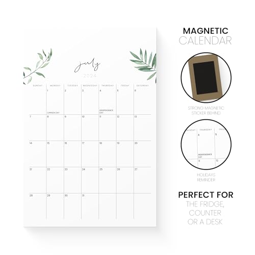 Karto Magnetic Calendar for Refrigerator 2024-2025 - Vertical 6x9 inch Runs Until December 2025 - Small, Versatile and Easy Planning with Aesthetic Fridge Calendar Magnet - Greenery - Thumbnail 2