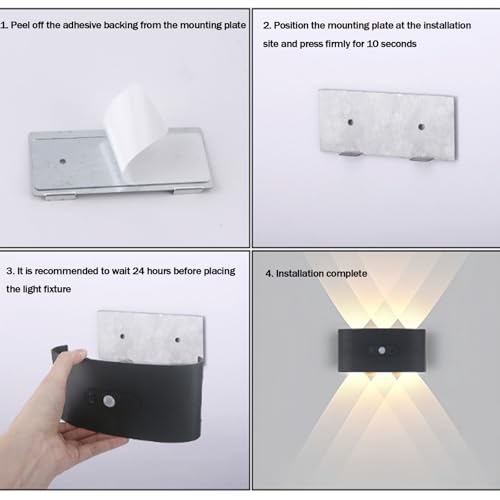 Aplique de pared con sensor de movimiento y batería recargable USB 5