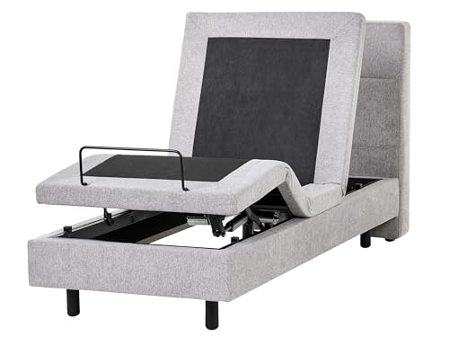 Beliani Cama articulada eléctrica Moderna Mando a Distancia Ajustable tapicería de Tela Gris Claro 90 x 200 cm Viceroy