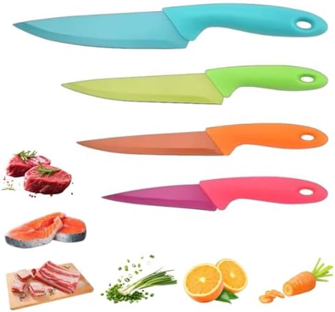 Conjunto de 4 Facas de Cozinha em Aço Inox com Cabos Ergonômicos,...