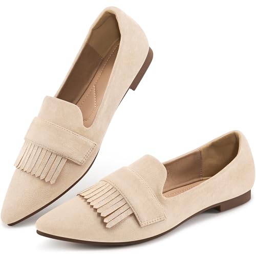 Image of Reimferce Women Flats Dressy Shoes : Comfortable Casual Work Flats for Women - Ladies Slip On Walking Shoes for Wedding