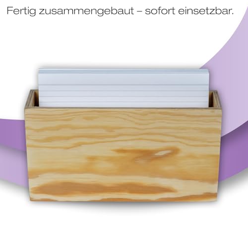 TimeTEX - Kiefernholz Karteikasten Petra | Einfacher Zugriff auf Materialien im Format A5. Umweltfreundlich aus Kieferholz gefertigt, bietet natürliche Haptik & Stabilität | Inhalt: 1x Karteikasten