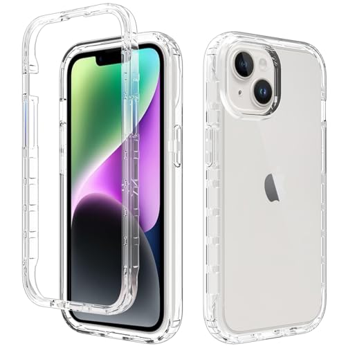 Coque iPhone 13 et 14 transparente protection intégrale 2 en 1 rigide avec cadre PC pour écran 6,1 pouces