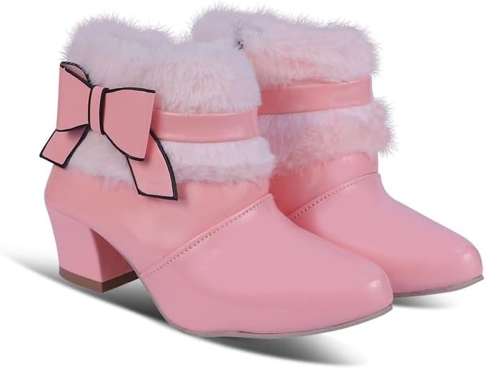 MUKUNDA FOOTWEARFaux Fur Trim Ankle Boots with Bow for Girls