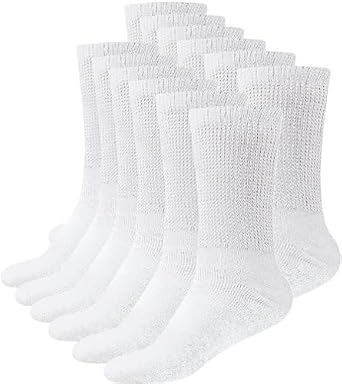 Mens & Women Diabetic Crew Style Physicians Approved Circulatory Cotton Socks 6 pairs