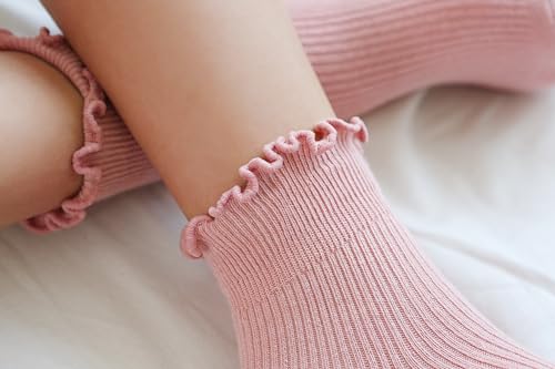 Women's 6 Pairs Cute Ruffle Ankle Socks - Breathable Cotton Turn-Cuff Design for Casual/Daily Wear (Sizes 5-9)3