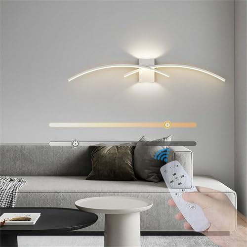 Aplique de pared LED regulable de 100cm en blanco con mando