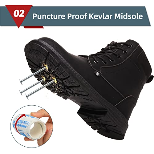 ANGRYRAM Steel Toe Boots for Men Comfortable Waterproof Construction Work Boots for Men Slip Resistant Lightweight Safety Shoes Botas de Trabajo Seguridad para Hombre3